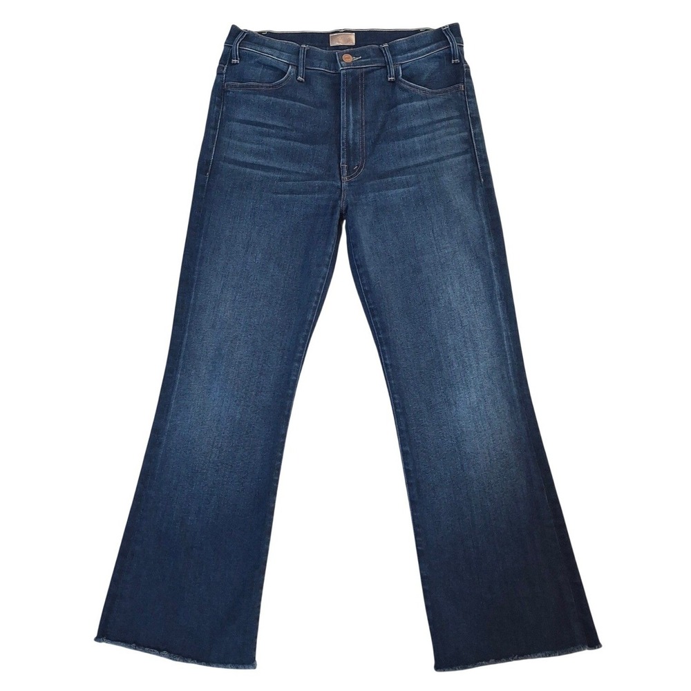 Mother The Hustler Ankle Fray Jeans Size 29 Home Movies Wash Blue Flare Denim